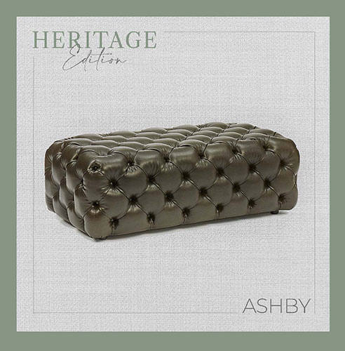 Ashby deep buttoned ottoman in brown leather